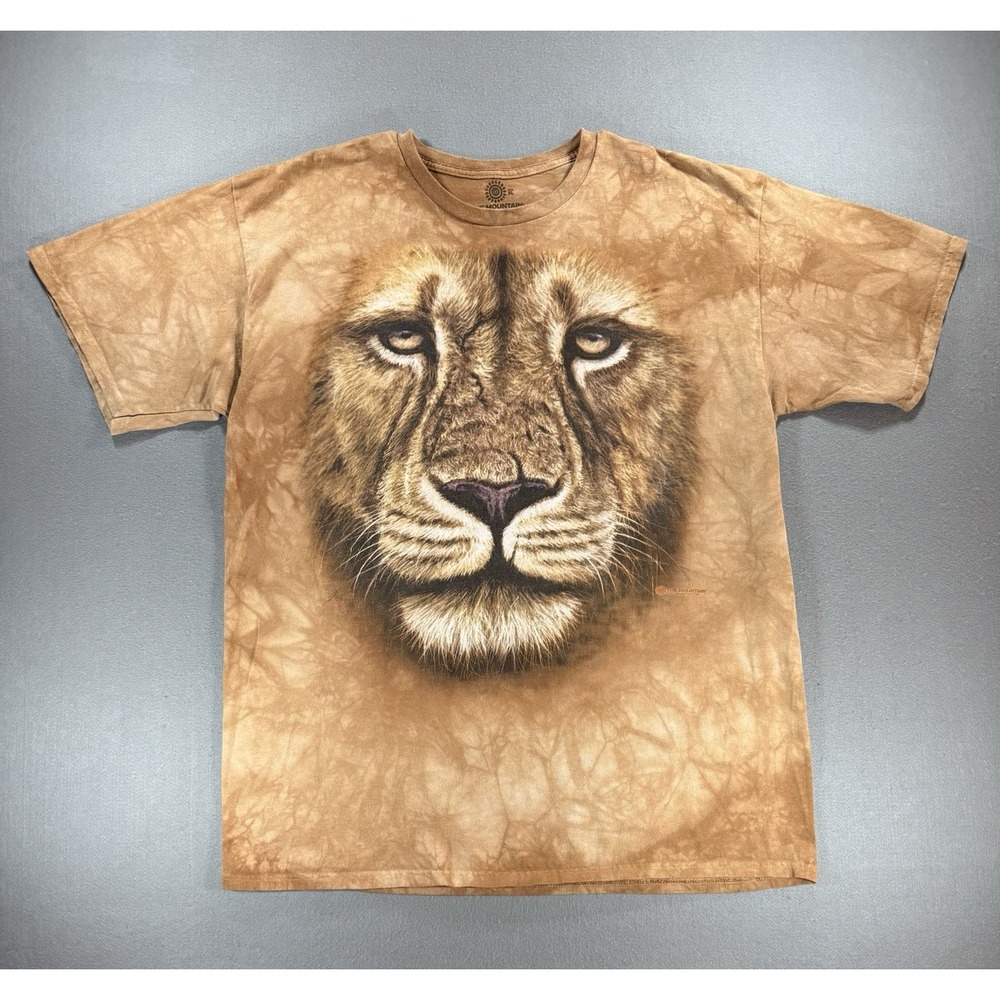 The Mountain 2011 Jeremy Paul Lion Graphic T-Shirt Size XL Brown Tie Dye